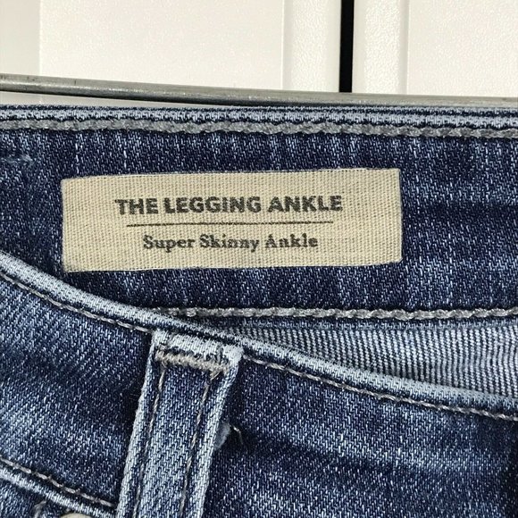 AG Adriano Goldschmied 27R The Legging Super Skinny Ankle Jeans Distressed RIps - Picture 4 of 10